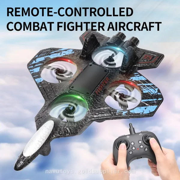 Beginners EPP Remote Control Toys 360° Stunt Rolling Fighter Jet Light up Wireless 2.4GHz Foam RC Airplane for Kids