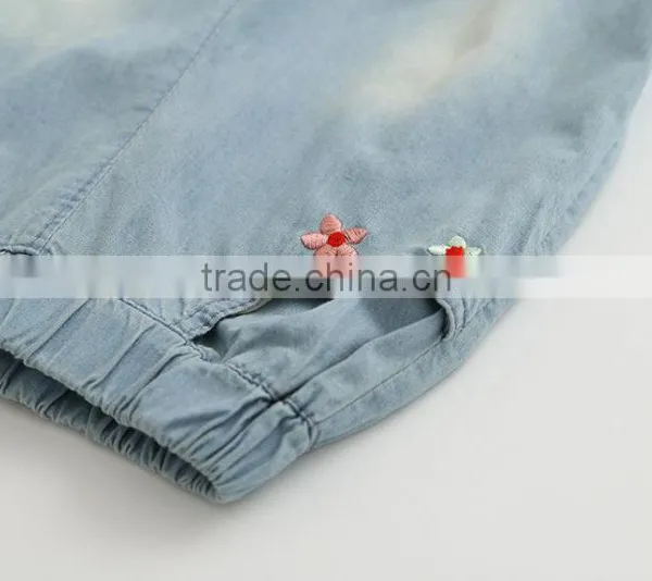 Wholesale Baby Girl Clothes 2016 New Summer Girl Jeans Lovely Little Girl Flower Embroidery Jeans photo-6