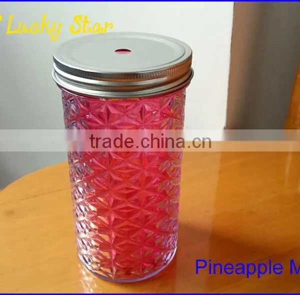 16oz BPA Free AS Pineapple Tumbler Cups With Straw Metal or Plastic Lids FDA Standard