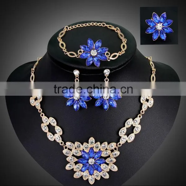 Women Bridal Wedding Jewelry Sets Charm Crystal Flower Pendant Jewelry Sets Shininy Bijoux Femme 2016 photo-6
