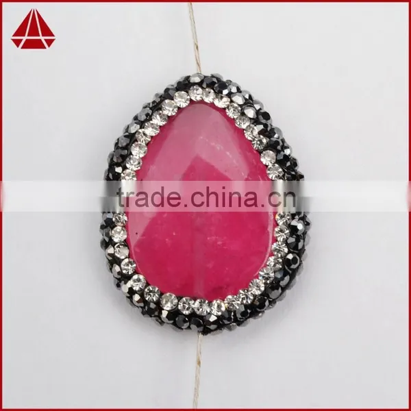 Peachblow Jade Faceted Beads Inlaid Zircon Paved Beads, Zircon Jewelry Wholesale With CZ Paved Cap photo-2