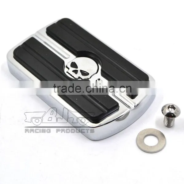 BJ-FP216-052 Billet Aluminum Skull Large Motorcycle Brake Pedal Pad Cover For 1980-up Harley Touring FLD photo-2