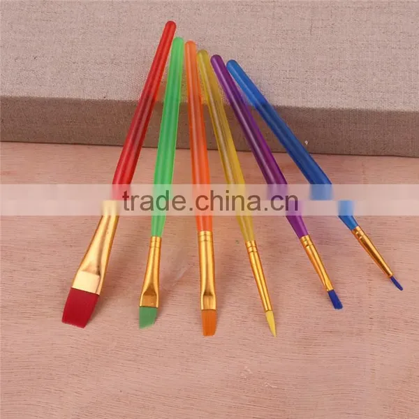 In Stock 6Pcs Nylon Hair Plastic Handle Artist Paint Brush Quality Choice photo-5