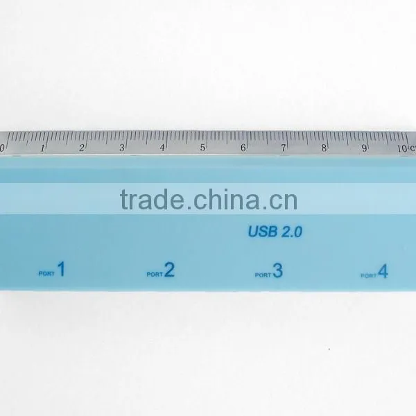 Blue Promotional Gift Slim 4 Port Usb 2.0 Hub With Ruler Function photo-5