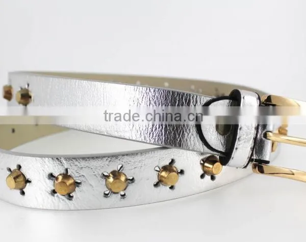 Fashion Metal Studded Women Jeans Belt With Shiny PU Leather for Jeans in Yiwu photo-5