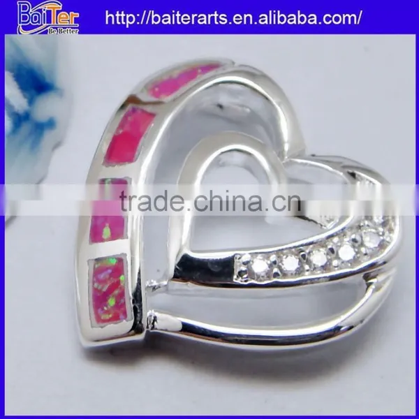 925 Sterling Silver Pendant Necklace Black Fire Opal Heart Pendant Opening photo-3