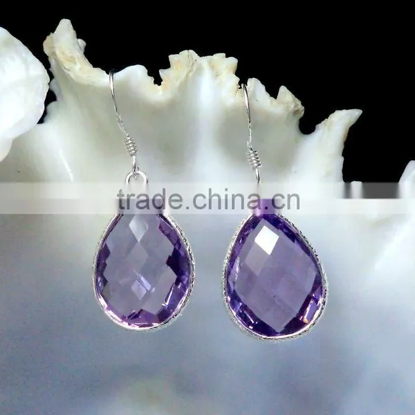 Amethyst Bezel Earrings, Gemstone Jewelry, Silver Jewelry photo-2