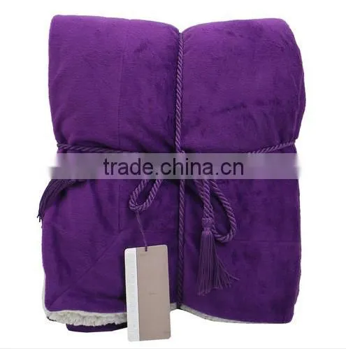100% Polyester Double Layer Gifts Promotional Blanket Wiht Plush and Sherpa Fleece photo-4