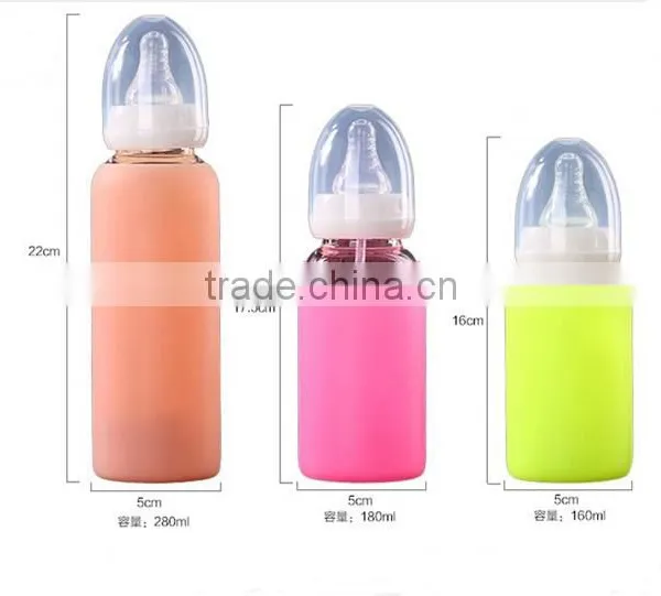 High Quality Cute Baby Feeding Bottle,food Grade BPA Free Baby Feeding Bottle,silicone Glass Milk Bottle for Baby Feeding photo-6
