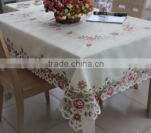 2015 Embroidery Table Cloth Factory, 100% Polyester Table Cloth