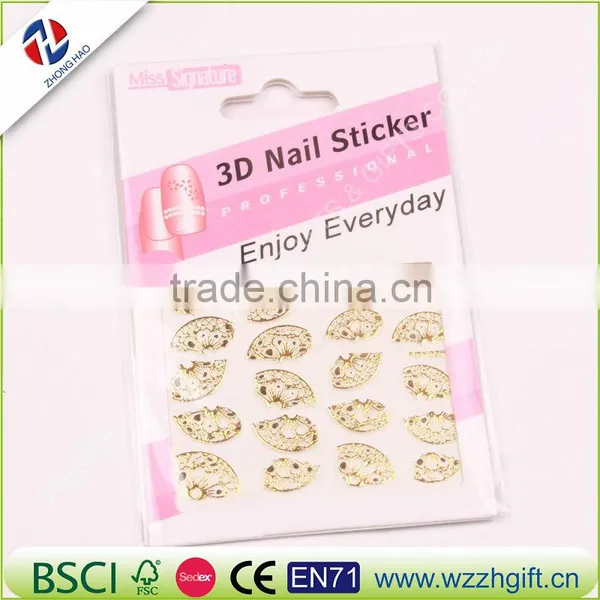 Hot 3d Designs Beauty Gold/Silver Stamping Decals Nail Art Tips Nail Stickers Glitter Decorations photo-6