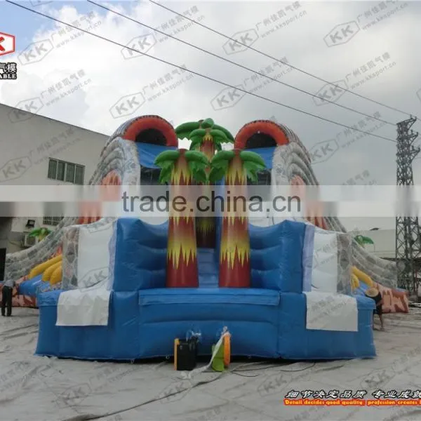 Jungle Theme Inflatable Wet Slide For Seaside Used Adventure Zone