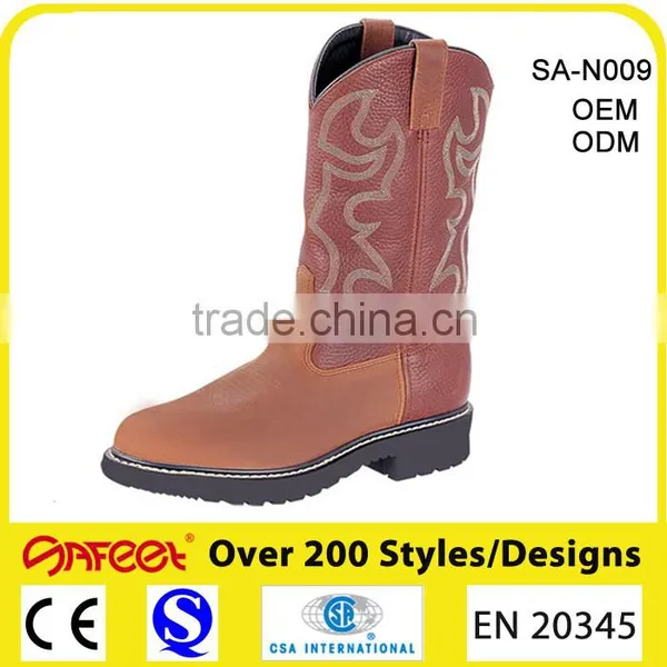 High Fashion Boots, Embroidery Work Boots High Heel Steel Toe Safety Shoe SA-N009 photo-2