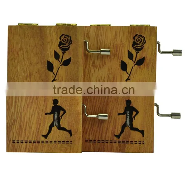 Square Shape and Hand Cranked Play Power Wholesale Music Box Wood photo-3