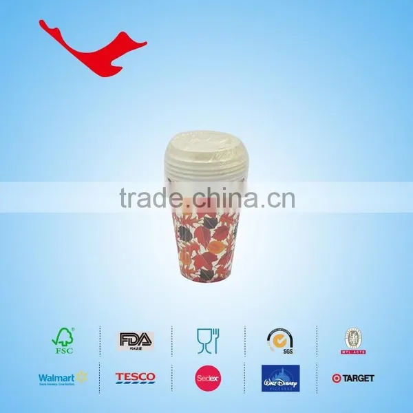 12oz Printed PE Coated Single Wall Disposable Paper Cups With Lids photo-3