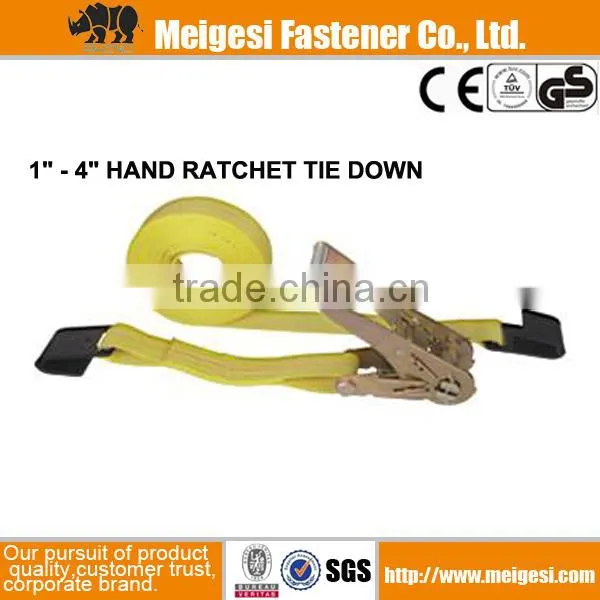 Belt Ratchet Tie Down With Flat Hooks photo-2