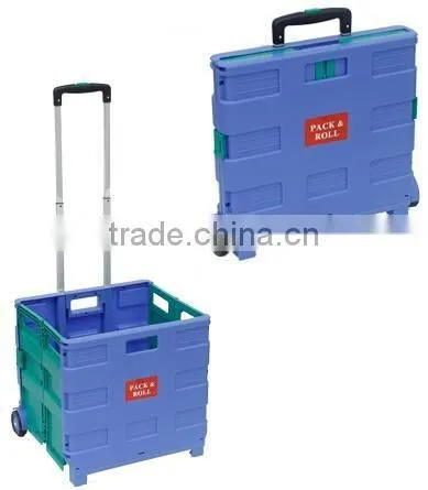 Portable Folding Boot Cart Handy Easy Storage Durable Plastic Shopping Cart With Aluminium Telescopic Handle photo-4