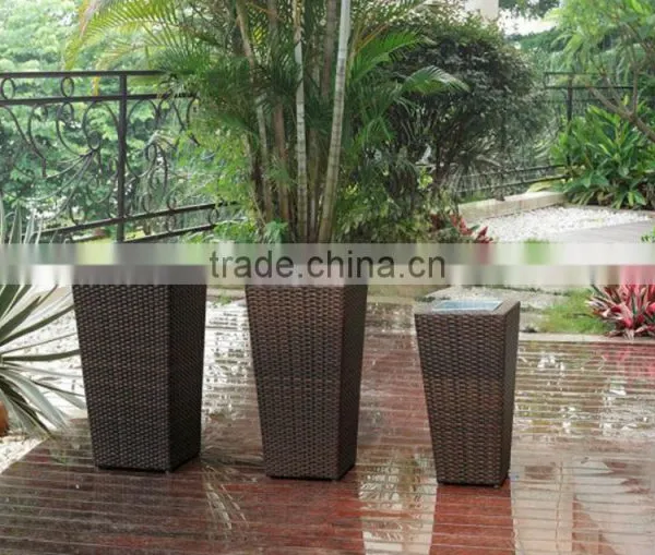 Tall Square Shape Garden Patio Plastic Wicker Plant Flower Pots photo-2