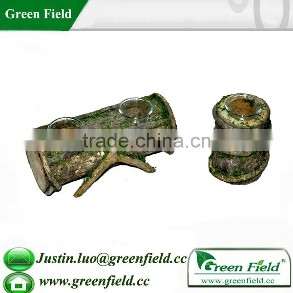 Green Field Rustic Wooden Candle Holder photo-3