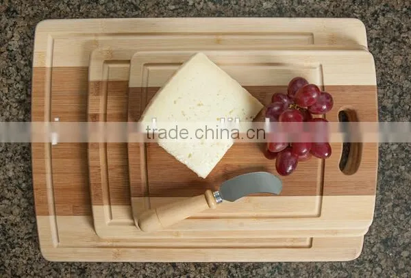 3-Piece Bamboo Cutting Board Set With Juice Groove and Handle photo-4