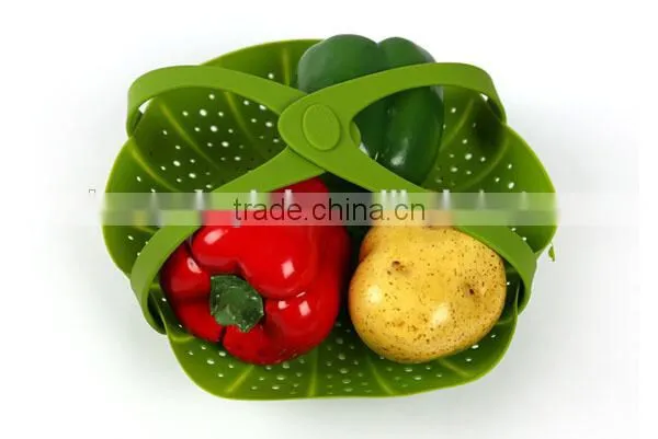 Silicone Vegetable Fruit Strainer Colander Basket Mat Bowl Steamer photo-5