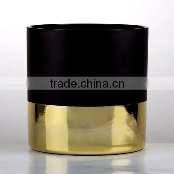 2017 Popular Elegant Black and Gold Decorative Glass Vase photo-4