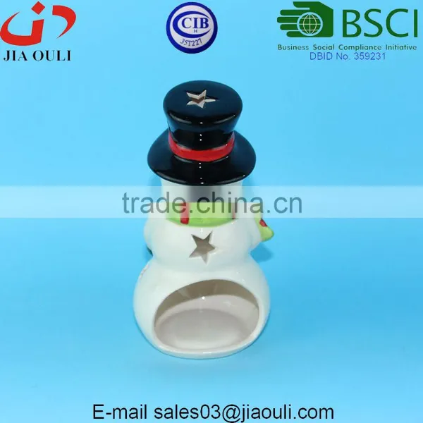 BSCI Certificate Factory Popular Christmas Decoration Snowman, Ceramic Snowman Candle Holder photo-4
