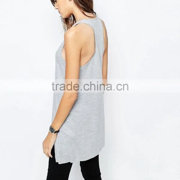 100%Cotton Sexy Women Stringer Vests With Stepped Hem photo-5