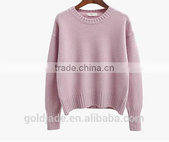 2016 New Korean Style Spring Winter Autumn Round Neck Long Sleeve Plain Women Sweater photo-3
