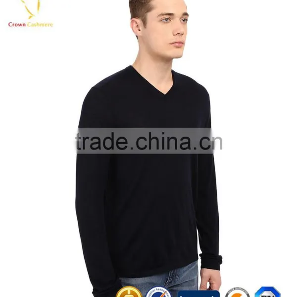 Men Lightweight Wholesale Wool V Neck Plain Pullover Sweaters photo-3