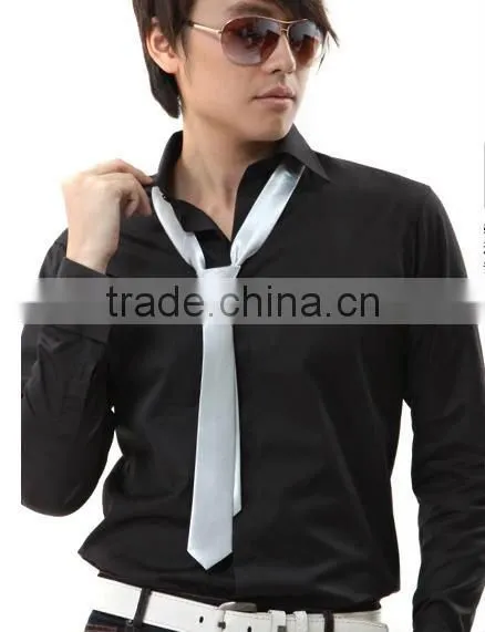 New Products Mens Wedding Business Wear Slim Fit Black Dress Shirts photo-5