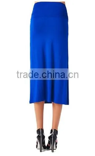 Hot Sales Women's High Stretch High Waisted Rayon Span Mid-Calf Maxi Skirt photo-5