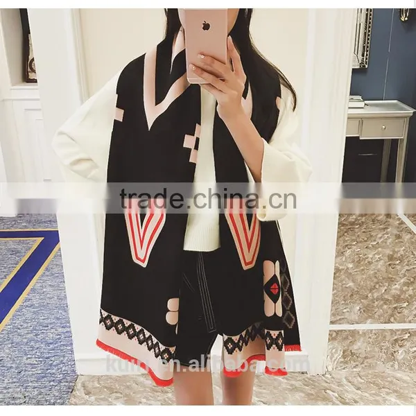 Luxury Brand Scarf Women 2016 Winter Faux Cashmere Scarf Soft Double Sided Dancing Girl Scarf photo-4
