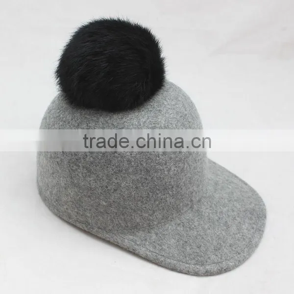 Myfur Genuine Soft Fox Body Fur Pom Pom Elegant Adults Unisex Felt Fedora Hat photo-4