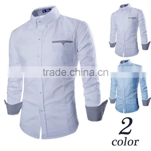 Wholesale Walson D46510a 2015 European and American Fashion Wild Men's Casual Pure Color Long Sleeve Shirts Apparel photo-2
