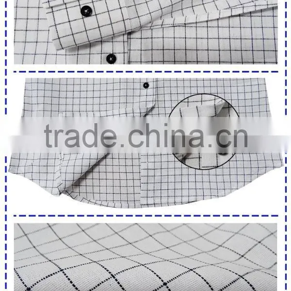 2017 Latest Long Sleeve Plaid 100% Cotton Non Wrinkle Spread Collar Men Shirt photo-4