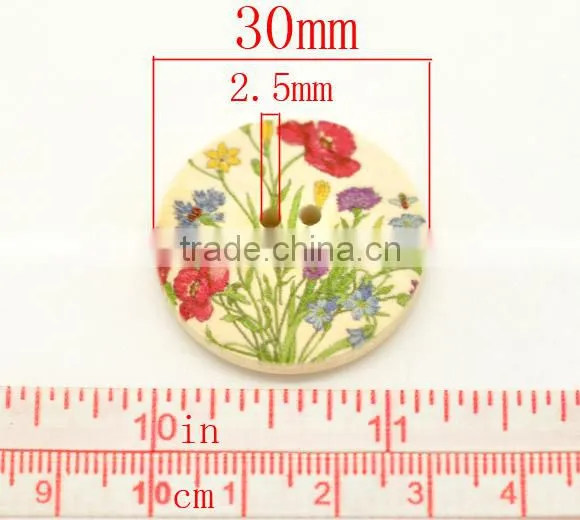 Bulk Sale Scrapbooking Flower 4 Holes Wood Painting Sewing Buttons photo-2