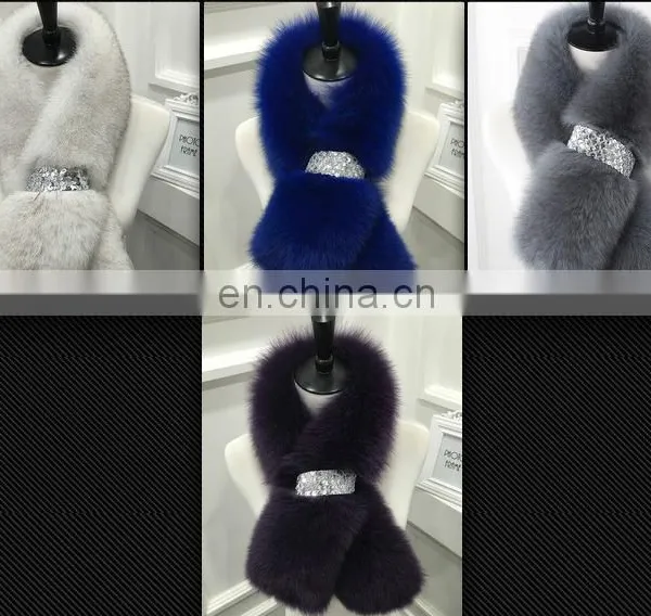 Luxury High Quality Colorful Real Fox Fur Scarf photo-3