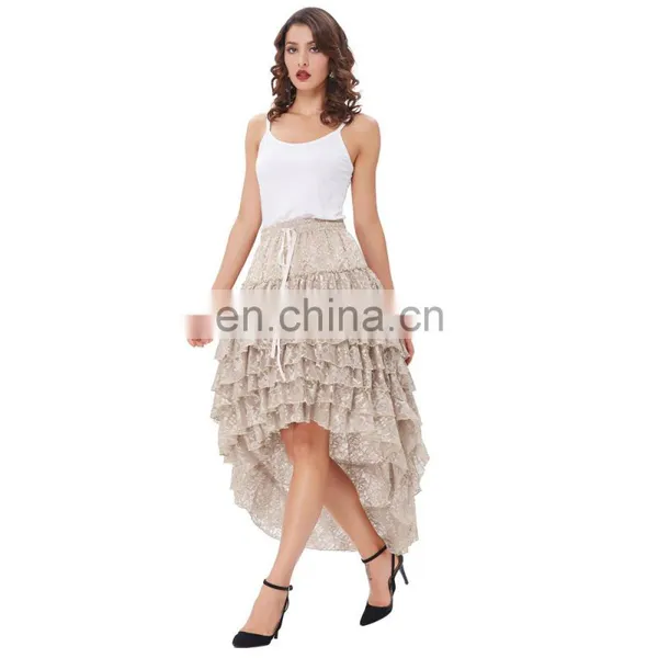 Belle Poque Women Ladies Amelia Steampunk Elastic Waist Ruffled Lace Cake Skirt BP000221-1 photo-4