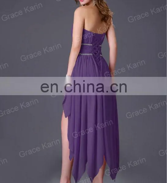 2015 Grace Karin 2 Colors Short Front and Long Back Off Shoulder Cocktail Dresses CL4094-1# photo-3