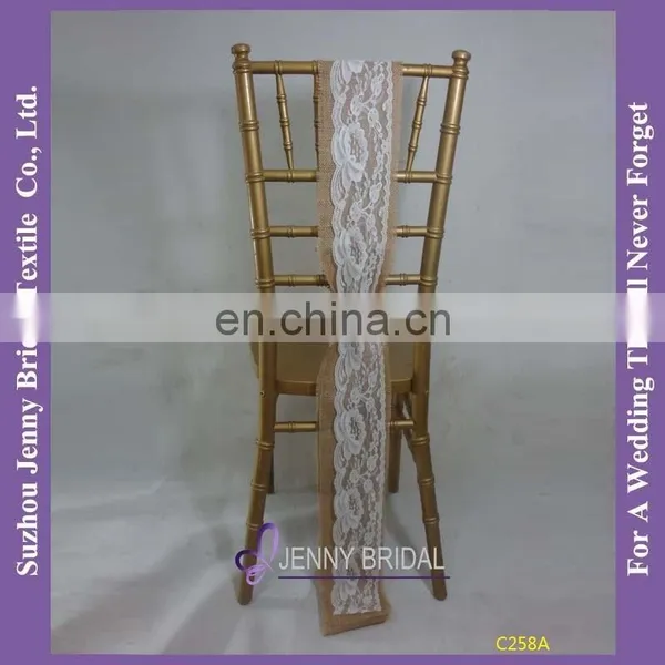 C258A Cheap Burlap Chair Sash With Flower photo-2