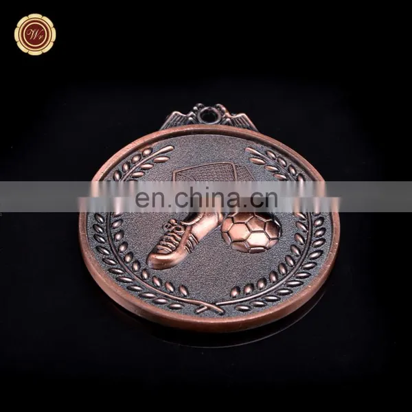 Wr New Product Bronze Plated Metal Medal Custom Soccer Medal With Ribbon for Wholesale
