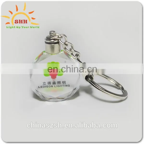 Cheap Crystal Acrylic Promotional Laser Engraved LED Light Keychain photo-3