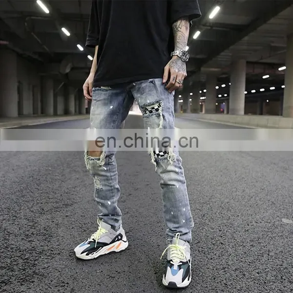 Diznew Custom Distressed Ripped Slim Fit Patches Men Clothes And Jeans photo-3