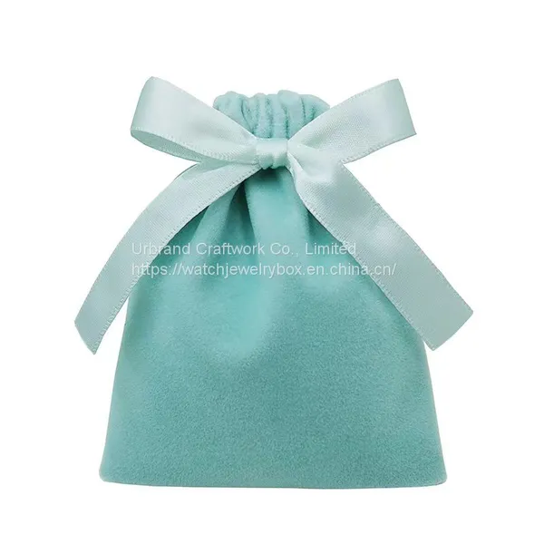 Wholesale Ribbon Bow Velvet Bag Pocket Can Custom Logo Jewelry Gift Packaging Bag photo-5