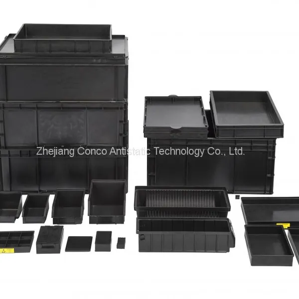 600*400 Esd Conductive Plastic Storage Bins Antistatic Boxes Containers Manufacturer photo-2