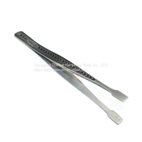 Flat Mouth Tweezers Anti-static Stainless Steel High-precision Clip Stamp Plucking Hair Phone Maintenance Thickened Flat Tweezers St-34a photo-4
