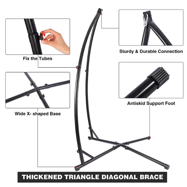 Black Color Strong and Durable Single Hanging Swing Chair With Stand photo-3
