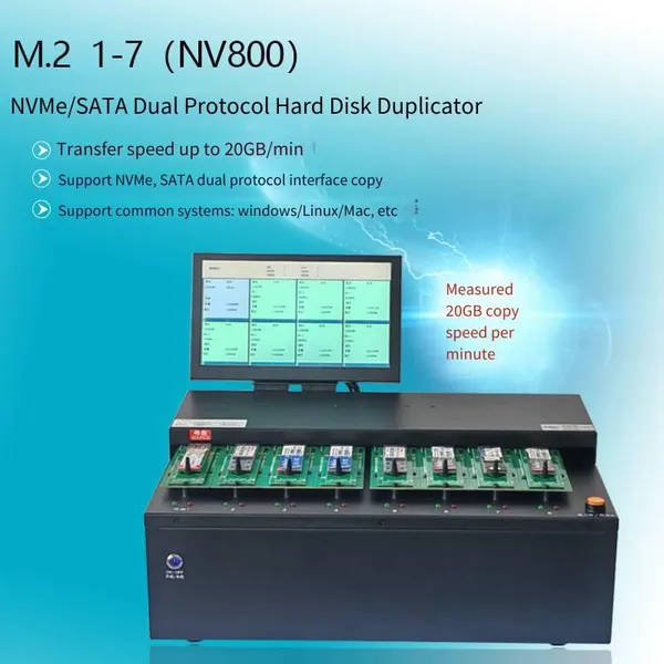 Annuoli M.2 Hard Drive Copier With 1-to-7 Function, Supporting Nvme and Sata, High-speed Copying up to 21gb per Minute photo-3