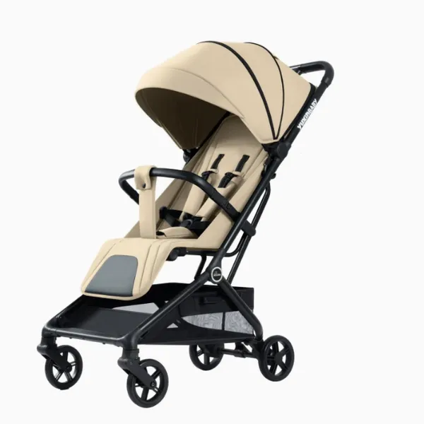 Baby Stroller Linen Fabric Ultra Lightweight One Hand Fold Travel Pushchair for Infant Toddler Fits Airplane Overhead Bin photo-3